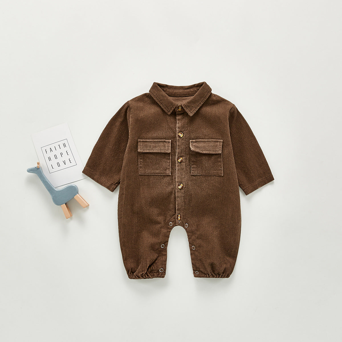 Infants Corduroy Casual Jumpsuit