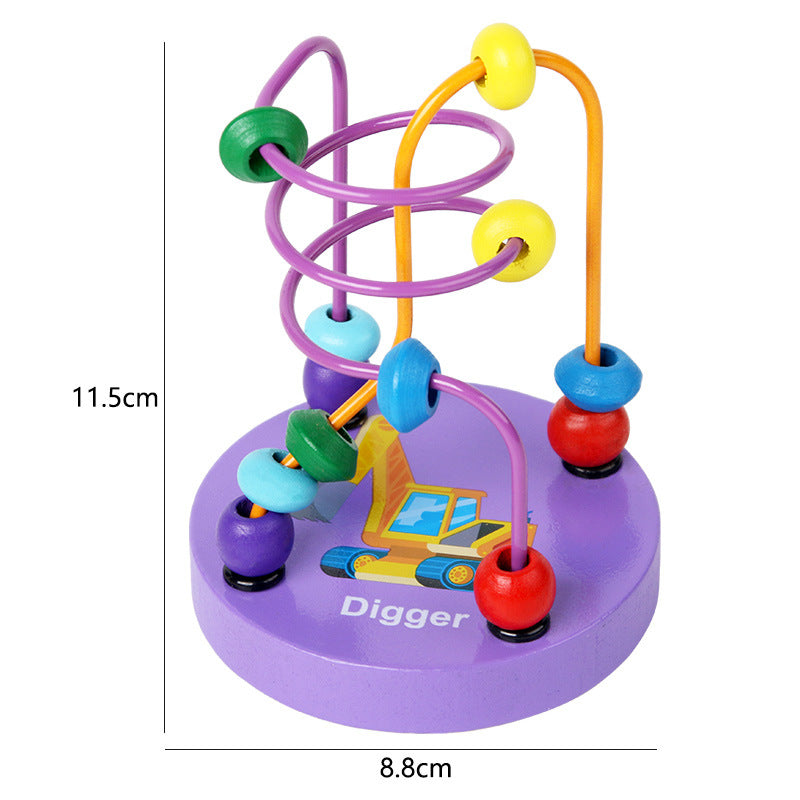 Infants Wooden Mini Cartoon Color Recognition Intelligence Beads