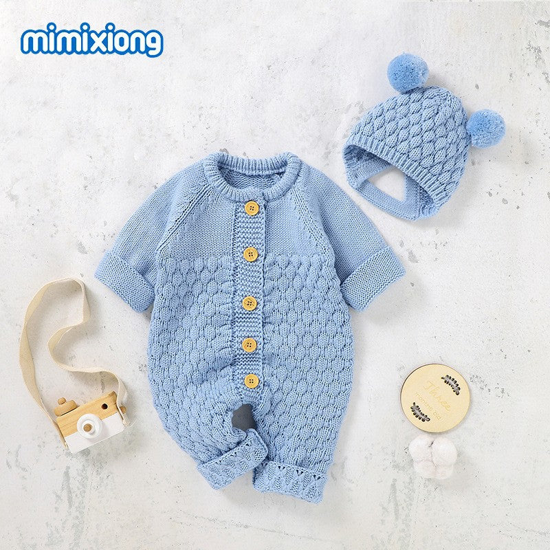 Infants And Young Children Cotton Thickened Pullover Jumpsuit