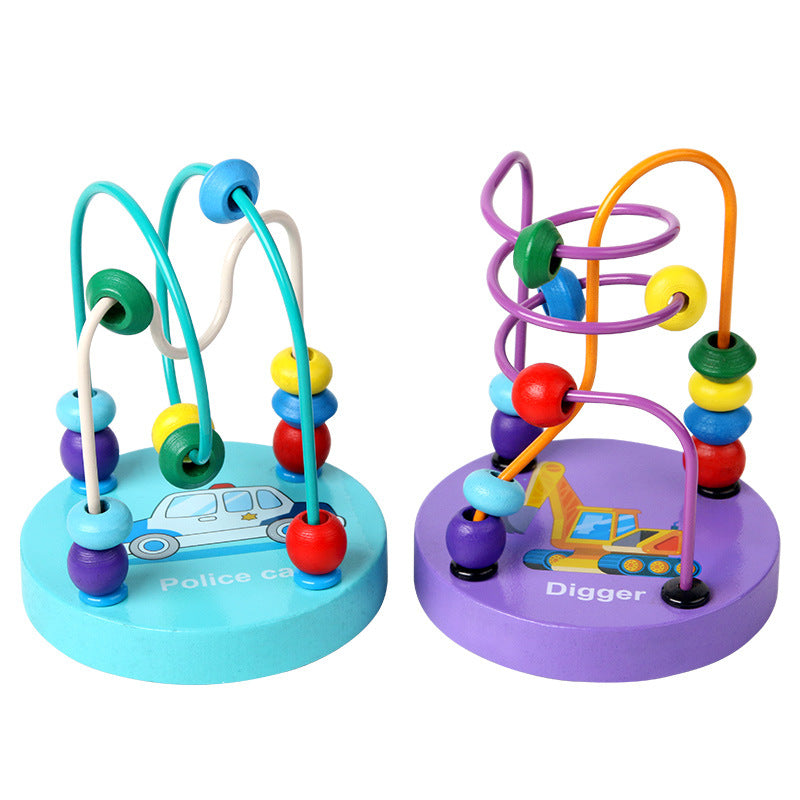 Infants Wooden Mini Cartoon Color Recognition Intelligence Beads