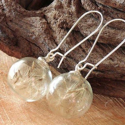 Small Fresh Transparent Glass Ball Earrings