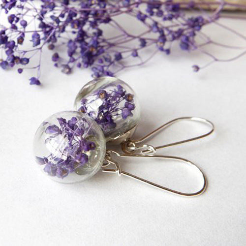 Small Fresh Transparent Glass Ball Earrings