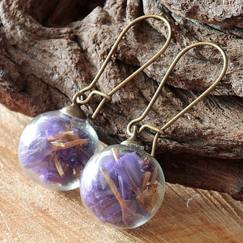 Small Fresh Transparent Glass Ball Earrings