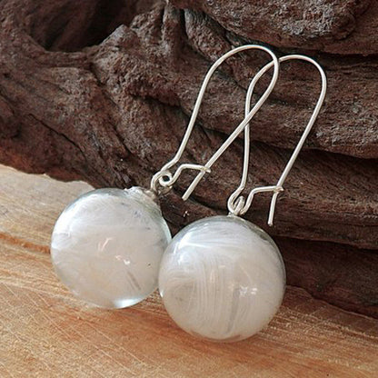 Small Fresh Transparent Glass Ball Earrings