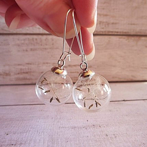 Small Fresh Transparent Glass Ball Earrings