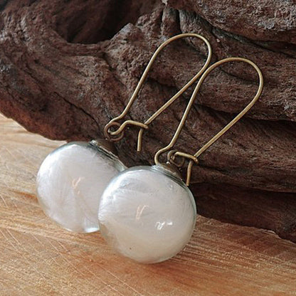 Small Fresh Transparent Glass Ball Earrings