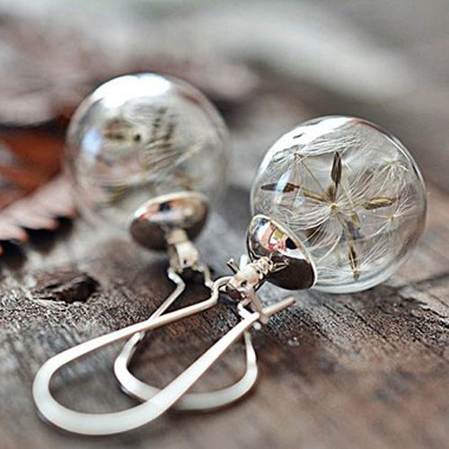 Small Fresh Transparent Glass Ball Earrings