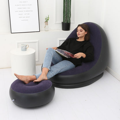 Foldable Thickened Inflatable Lazy Sofa With Footstool