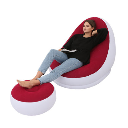 Foldable Thickened Inflatable Lazy Sofa With Footstool