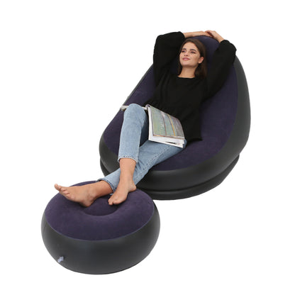 Foldable Thickened Inflatable Lazy Sofa With Footstool