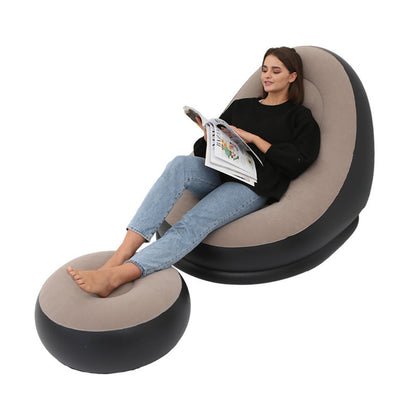 Foldable Thickened Inflatable Lazy Sofa With Footstool