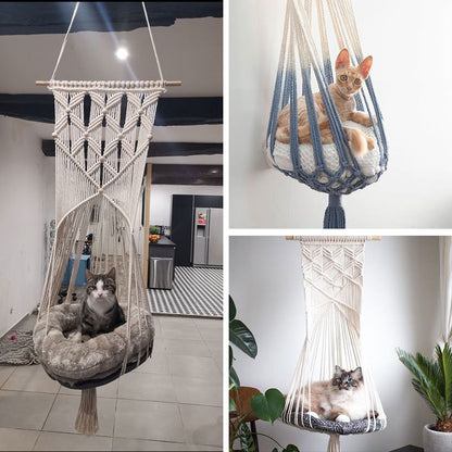 Pure Handmade Pet Woven Hanging Basket Swing