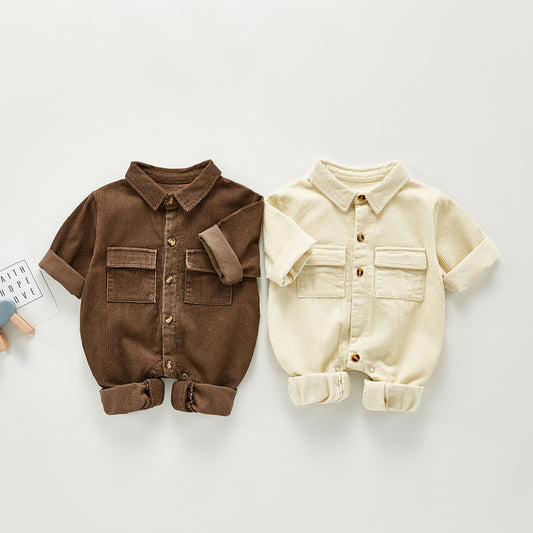 Infants Corduroy Casual Jumpsuit