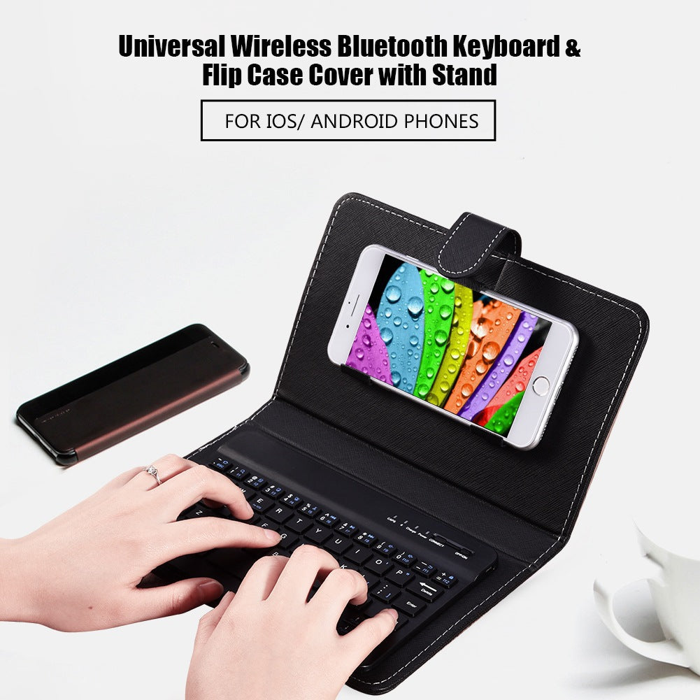 Mobile Phone Bluetooth Keyboard Leather Case