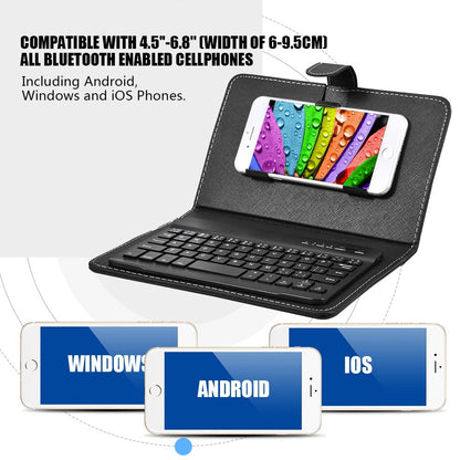 Mobile Phone Bluetooth Keyboard Leather Case