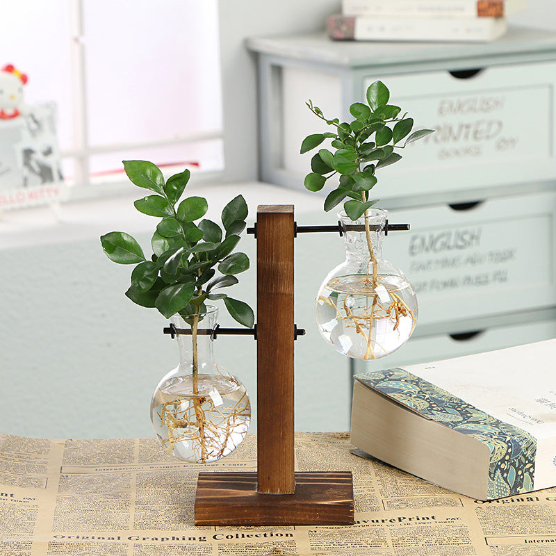 Simple Creative Wooden Glass Vase