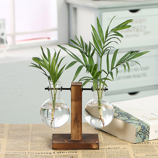 Simple Creative Wooden Glass Vase