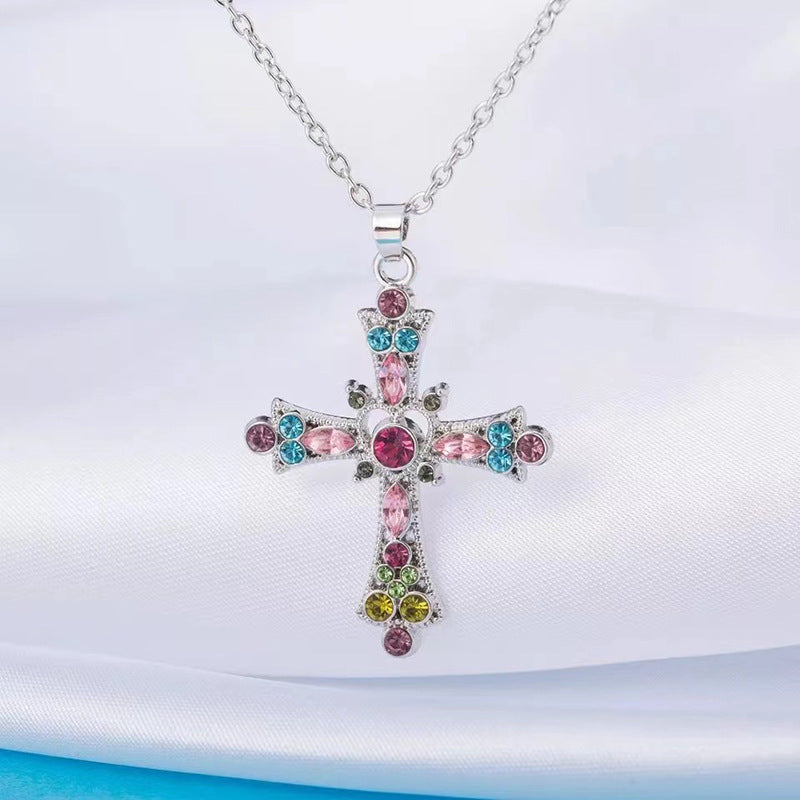 Bohemian Style Crystal Cross Necklace