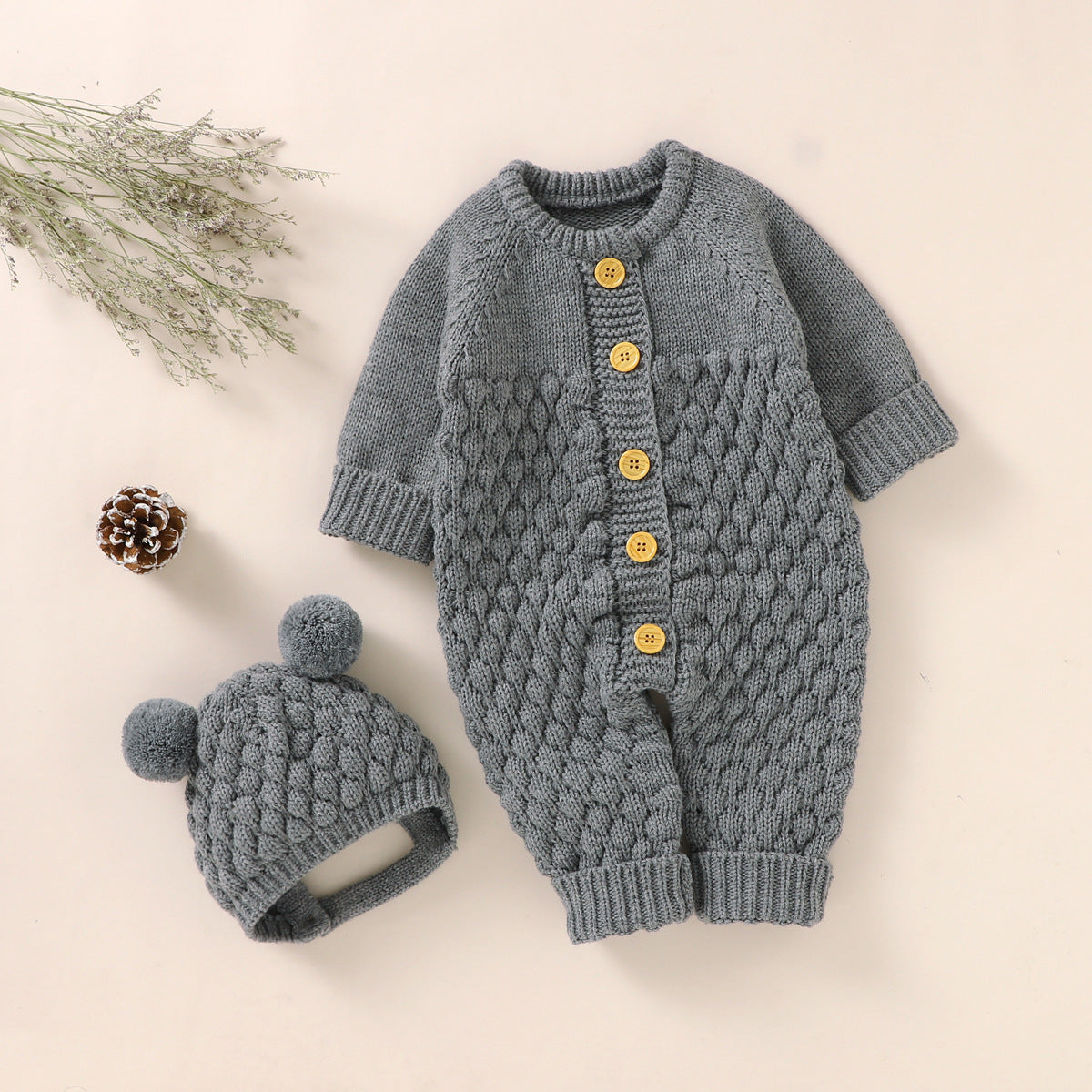 Infants And Young Children Cotton Thickened Pullover Jumpsuit