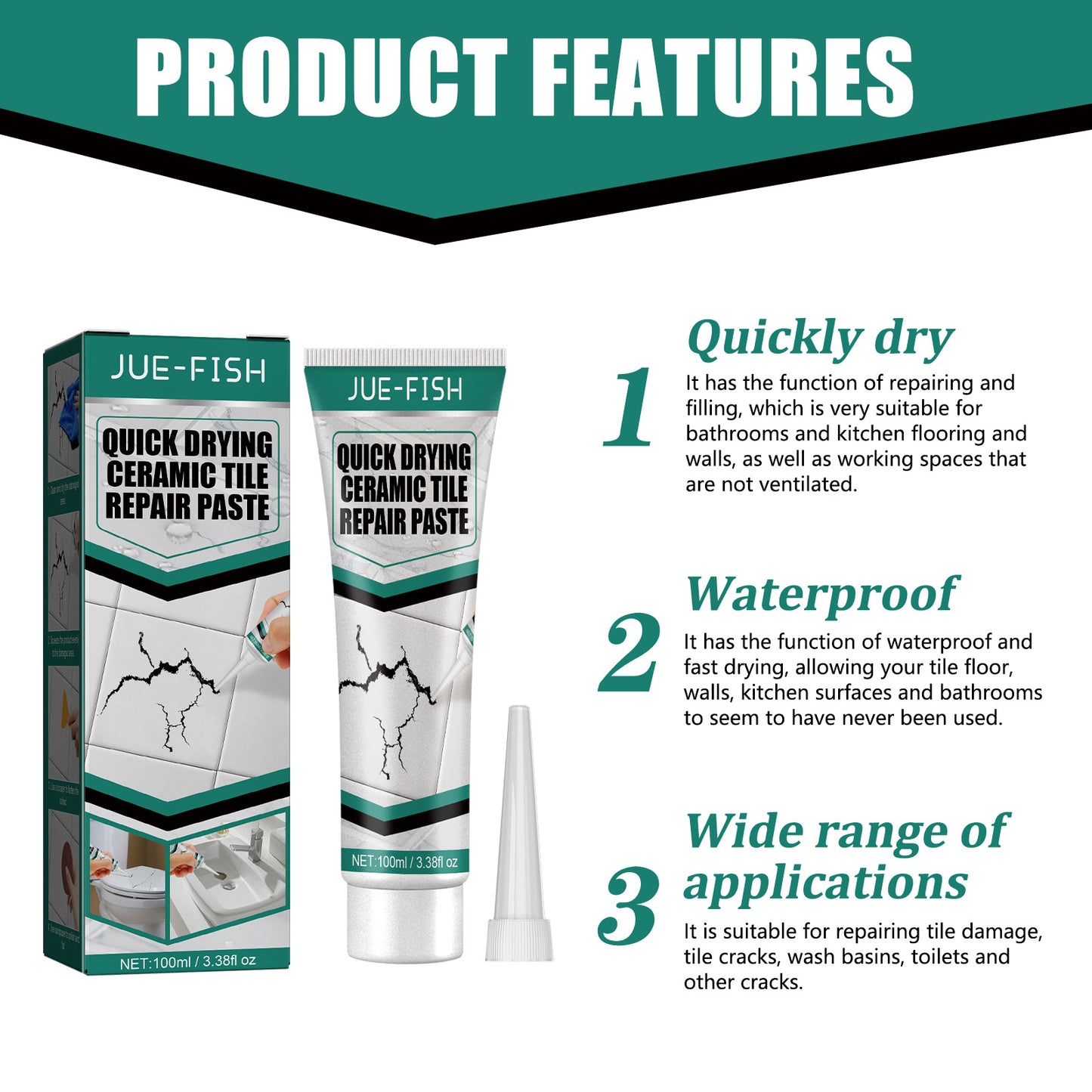 Jue-Fish Tile Crack Repair Quick Dry Adhesive