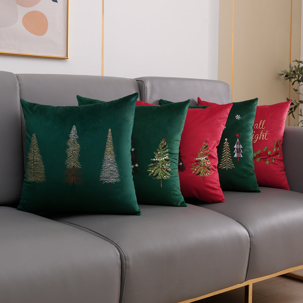 Christmas Tree Embroidered Pillowcase