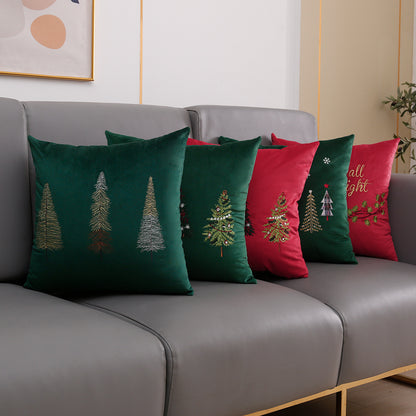 Christmas Tree Embroidered Pillowcase