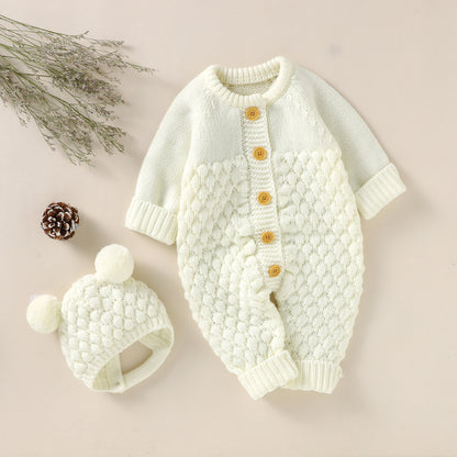 Infants And Young Children Cotton Thickened Pullover Jumpsuit