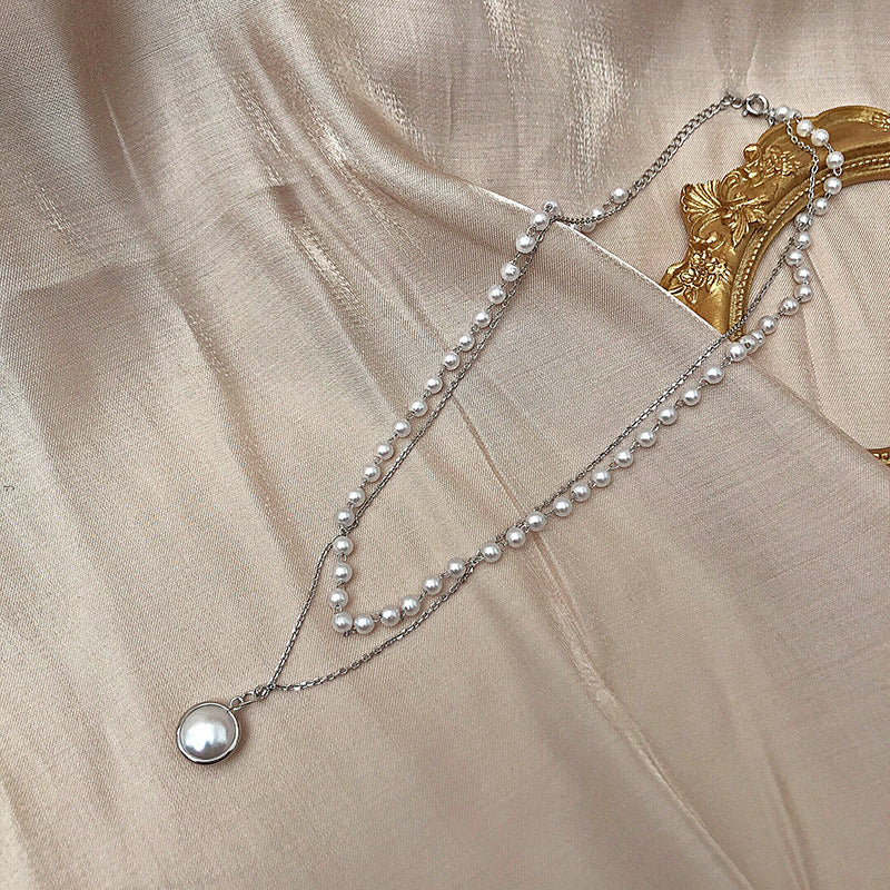 Double-layered Pearl Necklace And Bracelet