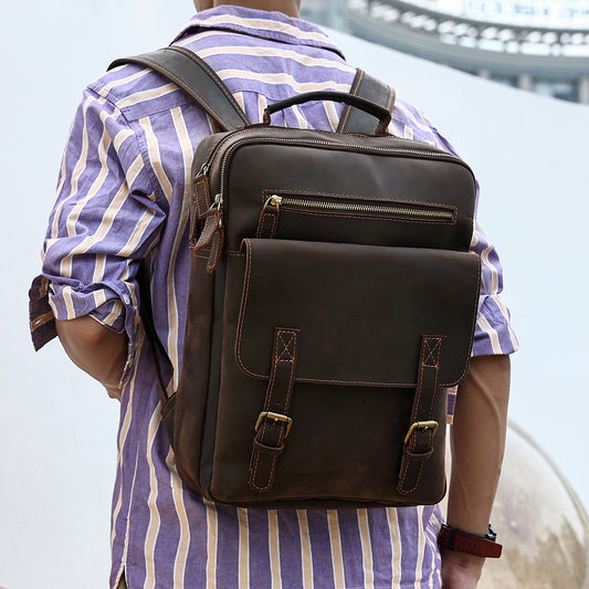 Men's Genuine Leather Retro Backpack