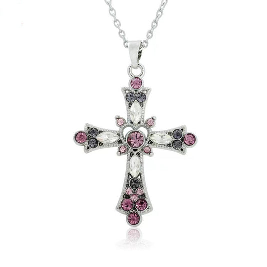 Bohemian Style Crystal Cross Necklace