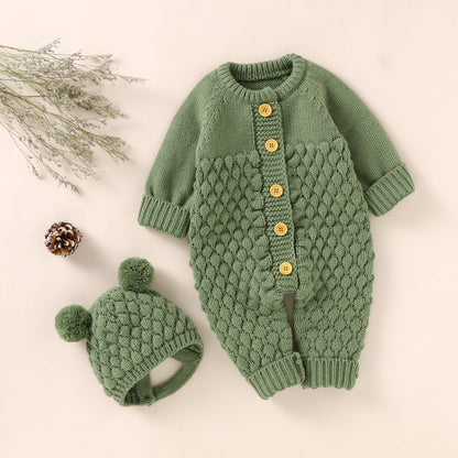 Infants And Young Children Cotton Thickened Pullover Jumpsuit