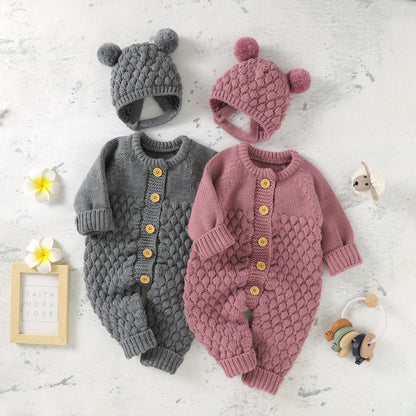 Infants And Young Children Cotton Thickened Pullover Jumpsuit