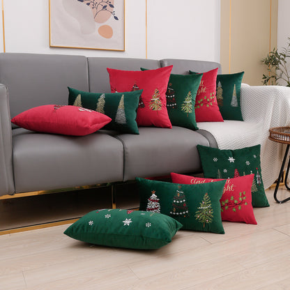 Christmas Tree Embroidered Pillowcase