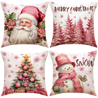 Pink Elk Christmas Pillowcase